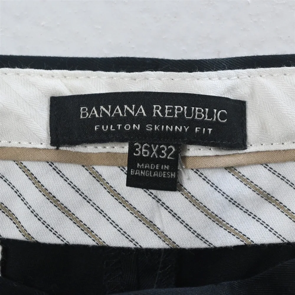NEW Banana Republic 36x32 Black Fulton Skinny‎ Rapid Movement Chino Mens Pants